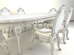european carved dinning set 3D Model