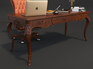classic office working desk set 3D Model