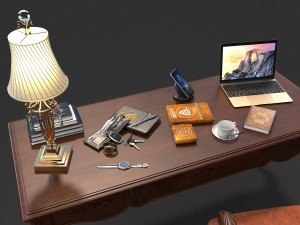 classic office working desk set 3D Model