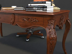 classic office working desk set 3D Model