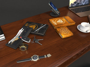 classic office working desk set 3D Model