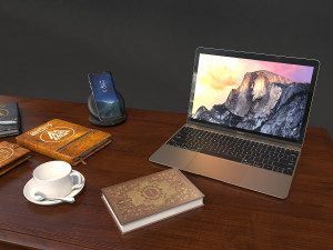 classic office working desk set 3D Model