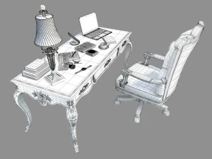 classic office working desk set 3D Model