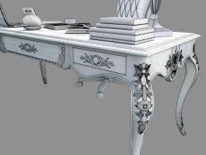 classic office working desk set 3D Model