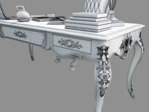 classic office working desk set 3D Model