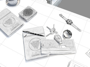 classic office working desk set 3D Model