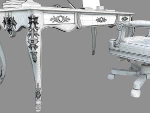 classic office working desk set 3D Model