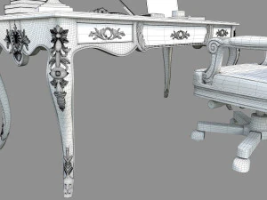 classic office working desk set 3D Model