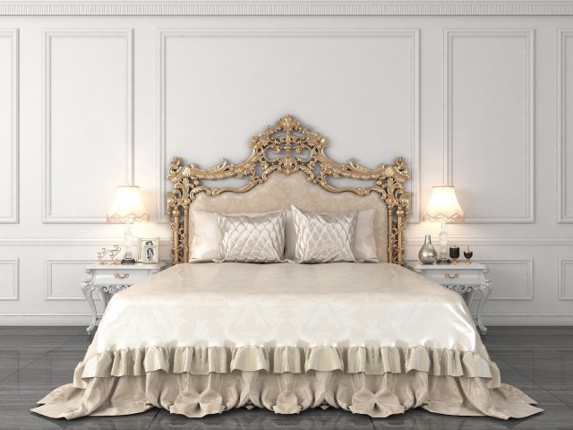 european style bed 7 Modello 3D .c4d .max .obj .3ds .fbx .stl .blend 