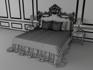 european style bed 7 Modello 3D