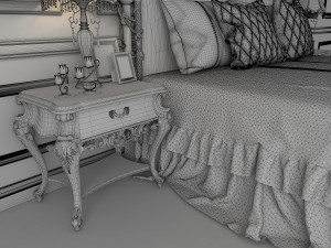 european style bed 7 Modello 3D