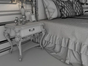 european style bed 7 3D Model