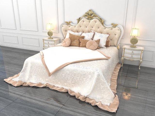 european style bed 9 3D Model .c4d .max .obj .3ds .fbx .stl .blend