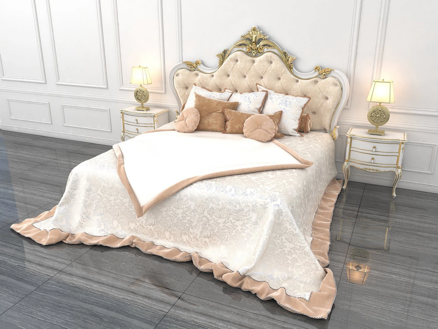 european style bed 9 3D Model .c4d .max .obj .3ds .fbx .stl .blend