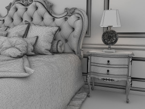 european style bed 9 3D Model