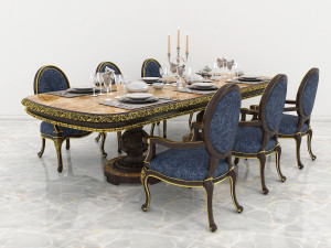 european carved dinning set 2 3D Model
