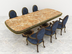 european carved dinning set 2 3D Model
