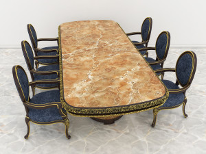 european carved dinning set 2 3D Model
