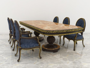 european carved dinning set 2 3D Model