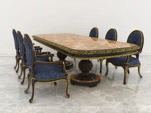 european carved dinning set 2 3D Model