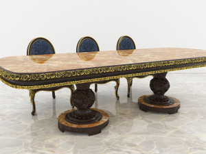 european carved dinning set 2 3D Model