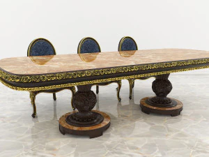 european carved dinning set 2 3D Model