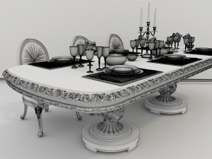 european carved dinning set 2 3D Model