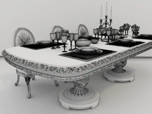 european carved dinning set 2 3D Model