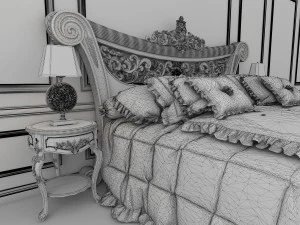 classic carved bed 3D Model