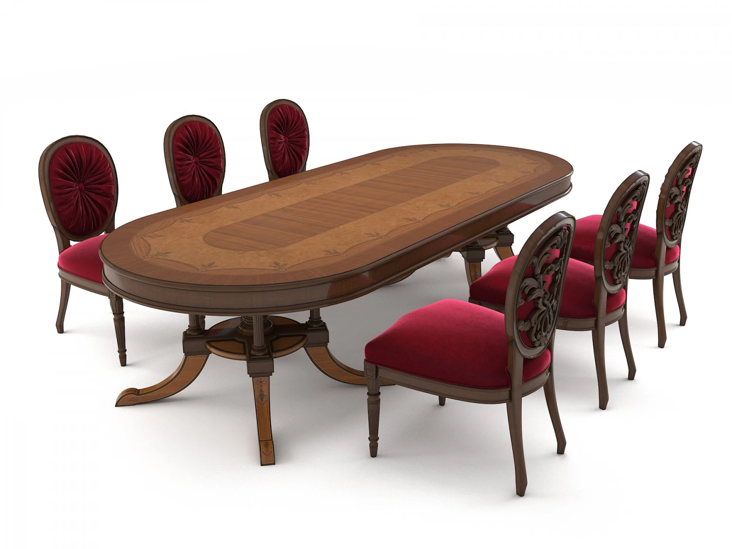 european carved dinning set 3 3D Model .c4d .max .obj .3ds .fbx .stl .blend 