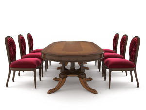 european carved dinning set 3 Model 3D