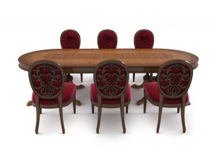 european carved dinning set 3 Model 3D