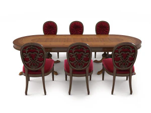 european carved dinning set 3 3D Model