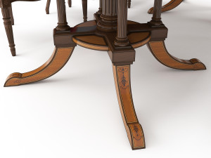 european carved dinning set 3 Model 3D