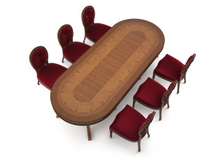 european carved dinning set 3 Model 3D