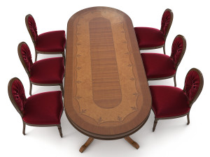 european carved dinning set 3 Model 3D