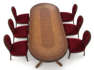 european carved dinning set 3 3D Model