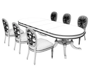 european carved dinning set 3 3D Model
