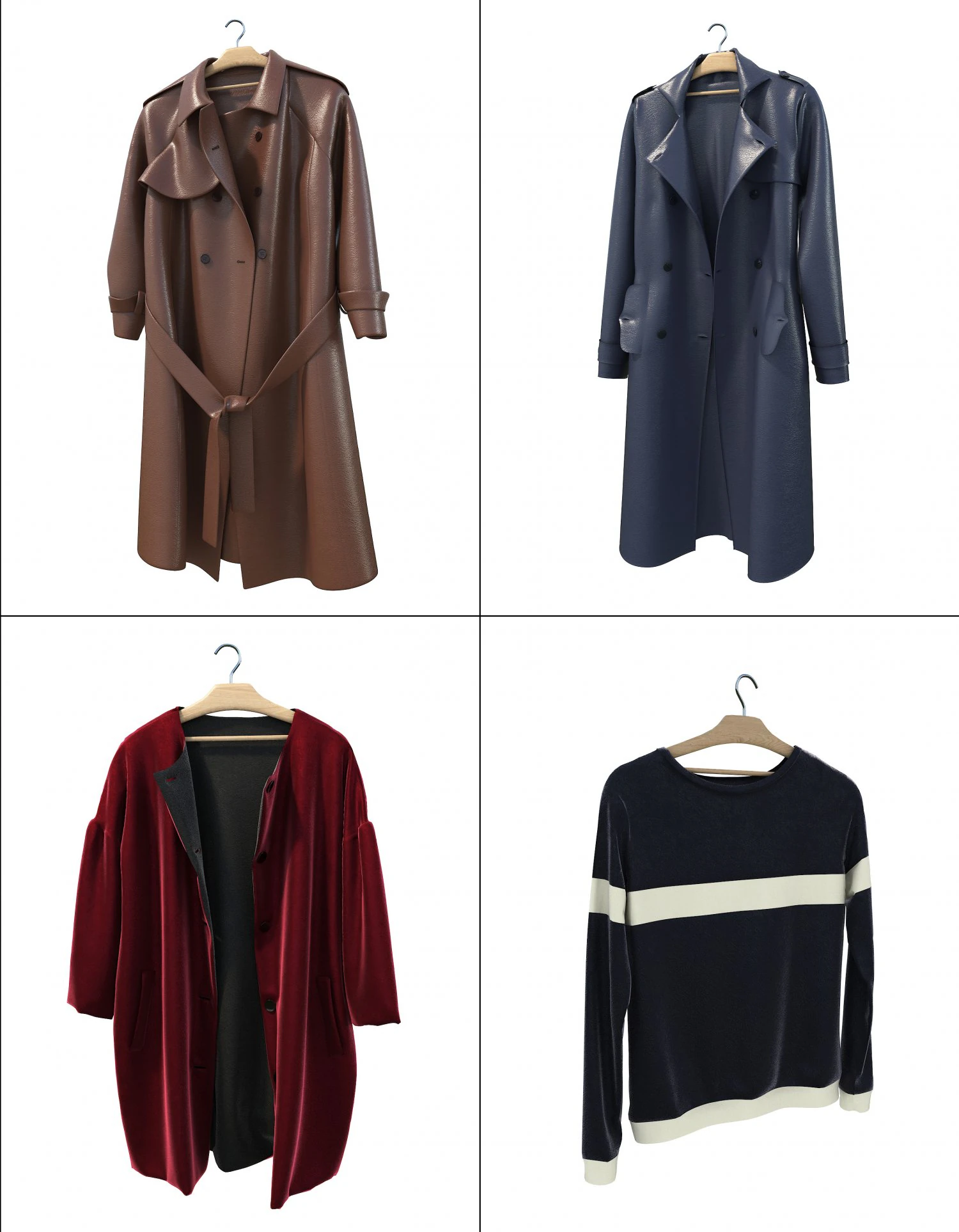 coats on hanger 3D Model .c4d .max .obj .3ds .fbx .stl .blend 