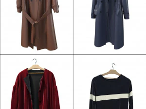 coats on hanger 3D Model