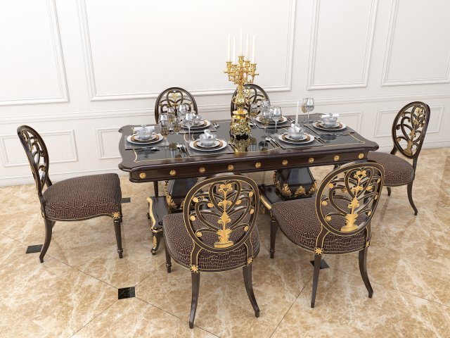 european style dinning table 3D Model .c4d .max .obj .3ds .fbx .stl .blend 