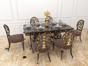 european style dinning table 3D Model