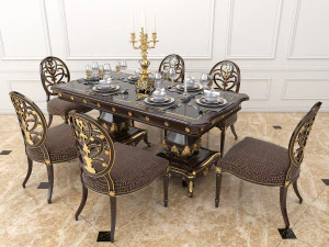 european style dinning table 3D Model
