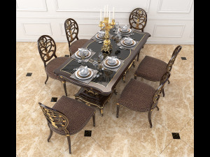 european style dinning table 3D Model