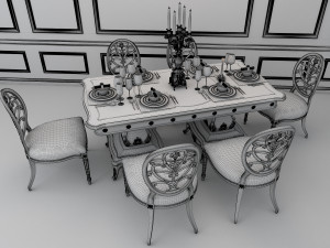 european style dinning table 3D Model