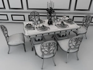 european style dinning table 3D Model