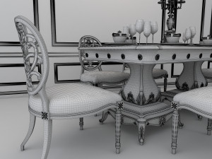 european style dinning table 3D Model