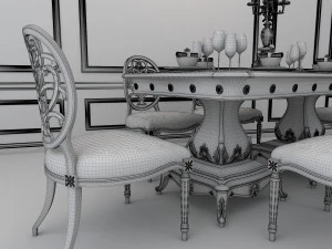 european style dinning table 3D Model