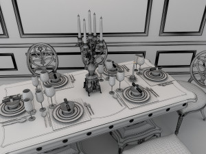 european style dinning table 3D Model