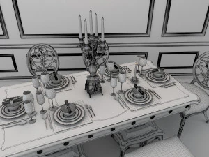 european style dinning table 3D Model